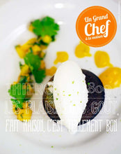 FINANCIER À LA PISTACHE, salade de mangues et sorbet au Yaourt Grec