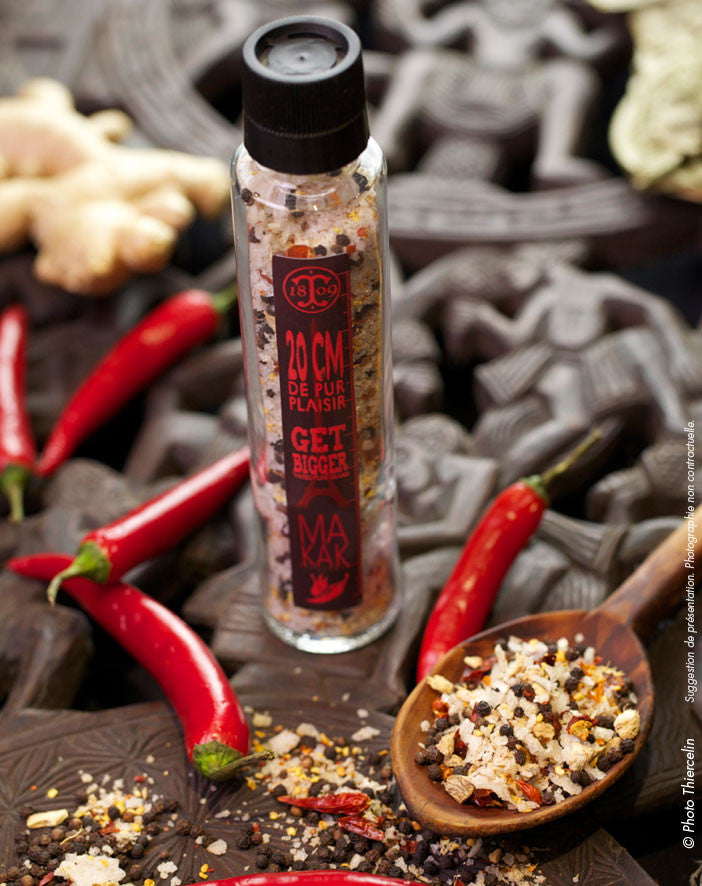 MAKAK dit BONOBO - mélange flocon de sel, de piments et d'épices, moulin 20 cm de pur plaisir