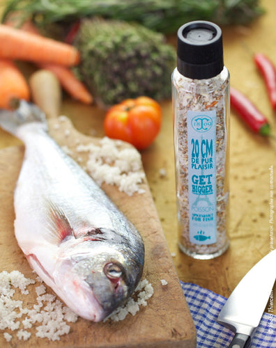 LE POISSON, mélange flocon de sel, herbes et épices, moulin 20 cm de pur plaisir