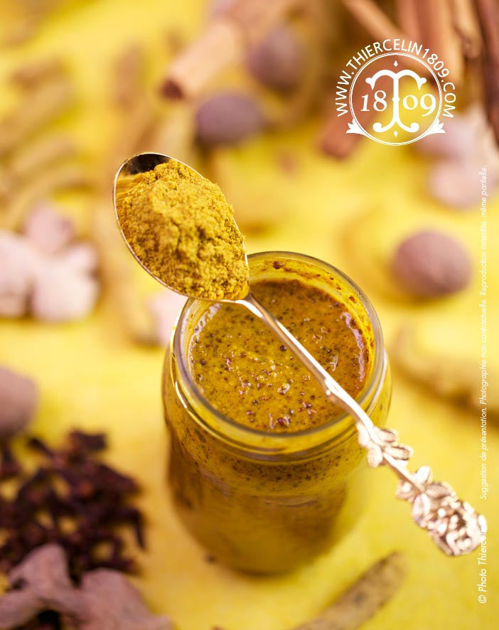 Moutarde au Curry, à l'ancienne avec graines - Thiercelin