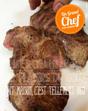 PLUMA IBÉRIQUE RÔTIE, à l'épine-vinette, pommes de terre grenailles et artichauts fait maison