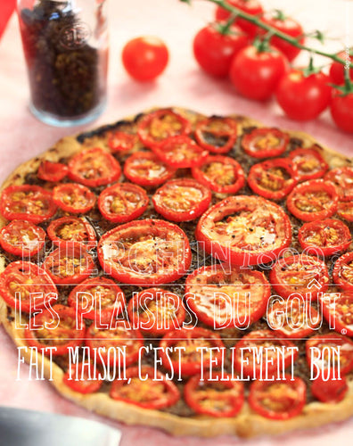 TARTE FINE AUX TOMATES, moutarde à l'ancienne au Timut fait maison
