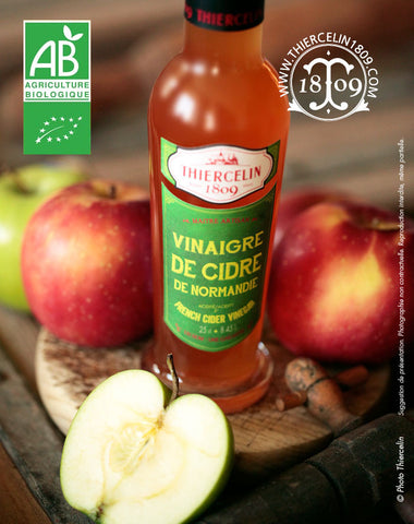 Vinaigre de Cidre de Normandie (de pommes) BIO, vieilli en fût de Chêne, issu de l'agriculture biologique 100 % pur cidre